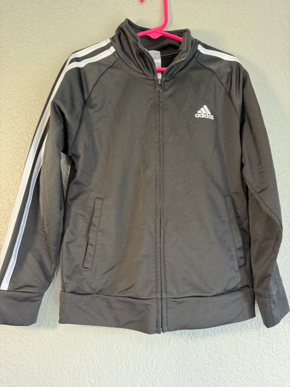 adidas Black Track Jacket with White Stripes - Kids